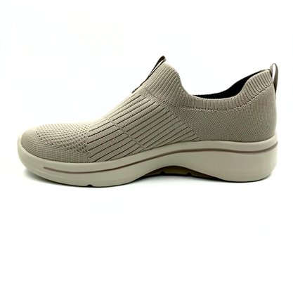 Tênis Skechers Feminino Go Walk Arch Fit Iconic Bege