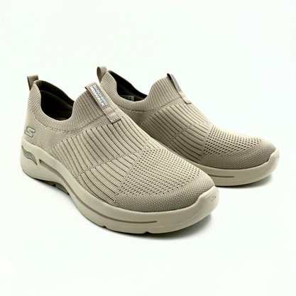 Tênis Skechers Feminino Go Walk Arch Fit Iconic Bege