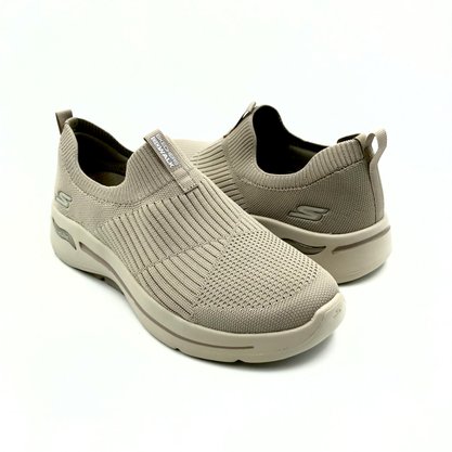 Tênis Skechers Feminino Go Walk Arch Fit Iconic Bege