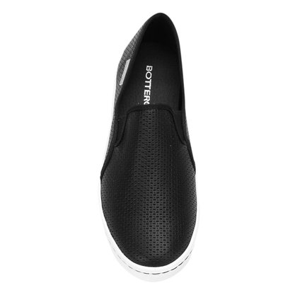 Tênis Slip On Bottero Couro Natural Preto 302001