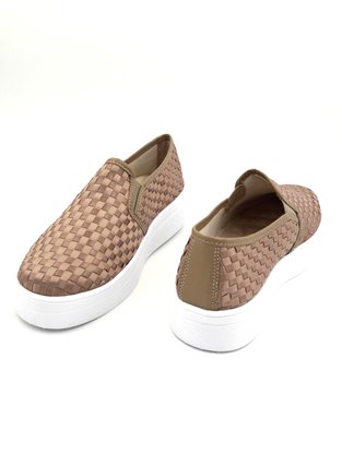 Tênis Slip On Flatform Tressê Taupe Shoes 6001