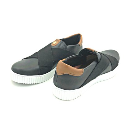Tênis Slip On Pegada Couro Preto 219004