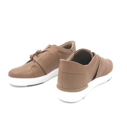 Tênis Slip On Usaflex Couro Camel 5107