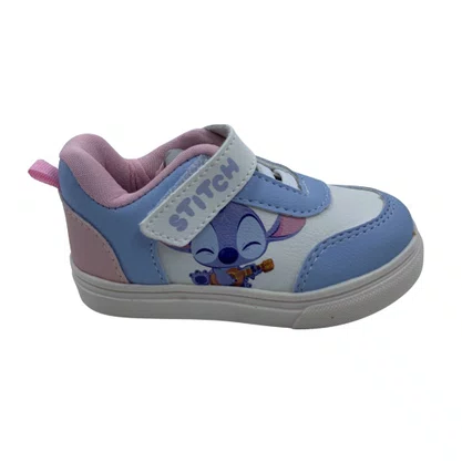 Tênis Stitch Menina Disney Calce Fácil Branco com Azul