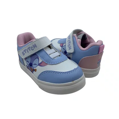 Tênis Stitch Menina Disney Calce Fácil Branco com Azul