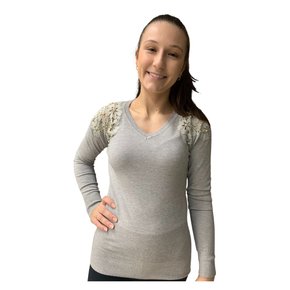 Blusa Alpelo Feminina Modal Bordada Cinza 4171