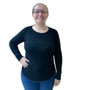 Blusa Dunialin Feminina Plus Size Modal Preta 2287