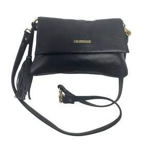 Bolsa Feminina Ombro de Couro Brilho da Pele Preta 497