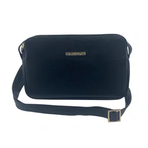 Bolsa Feminina Transversal de Couro Brilho da Pele Preta 256