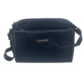 Bolsa Feminina Transversal de Couro Brilho da Pele Preta 332