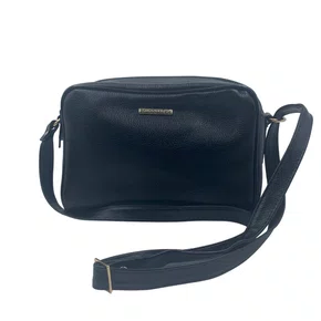 Bolsa Feminina Transversal de Couro Brilho da Pele Preta 396