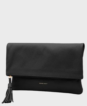 Bolsa Mariart Couro Clutch Hibisco Preta