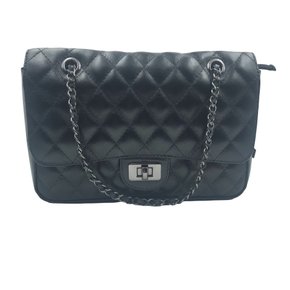 Bolsa Scamboo Couro Tiracolo Preta 1908