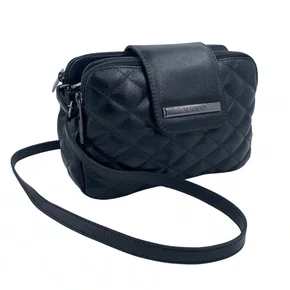 Bolsa Transversal Scamboo Couro Pequena Preta 1989