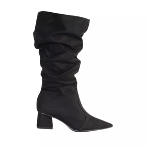 Bota Cano Longo Bebecê 3842045 Preta Camurça Salto Grosso