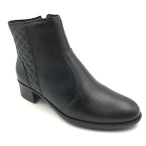 Bota Comfort Plus Couro Cano Baixo Preta 5709