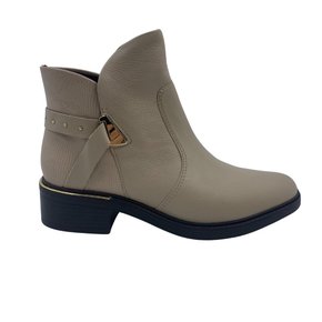 Bota Comfortflex Casual Couro Cano Baixo Bege 2569301