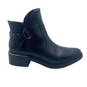 Bota Comfortflex Casual Couro Cano Baixo Preta 2569301