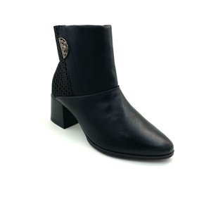 Bota Comfortflex Salto Bloco Couro Preta 2298301