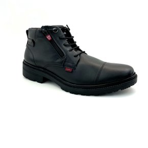 Bota Coturno Ferracini Com Zíper Couro Preta 8915