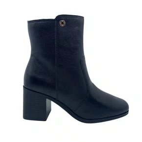 Bota Couro Bebecê Preta Salto Bloco Confortável 6212101