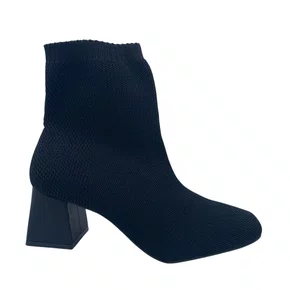 Bota Knit Bebecê Preta Salto Confortável Tipo Meia 4414262