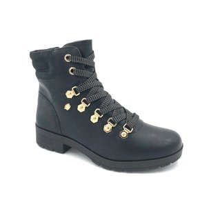 Bota Menina Coturno Preta Pink Cats Zíper 0931