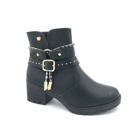 Bota Menina Pink Cats Preta Com Fivela 0942