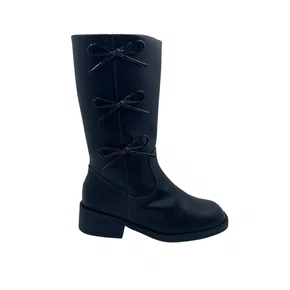 Bota Mini Sua Cia Preta 52227 Cano Longo Laço Infantil
