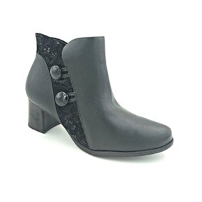 Bota Piccadilly Cano Curto Salto Grosso Preta 654004