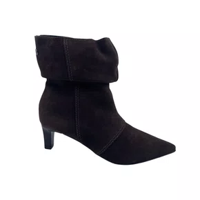 Bota Slouchy Couro Camurça Bottero Marrom 378302 Salto Baixo