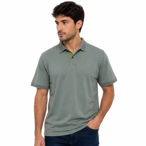 Camisa Polo Masculina Sallo Slim Fit Cinza 4711