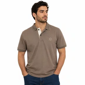 Camisa Polo Masculina Sallo Slim Fit Marrom 4711