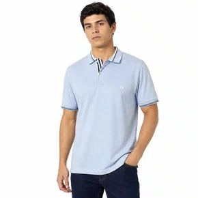 Camisa Polo Masculina Sallo Slim Fit Piquet Azul Claro 0037