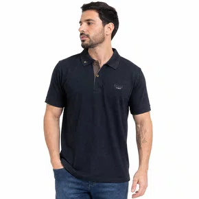 Camisa Polo Masculina Sallo Slim Fit Preta 0056