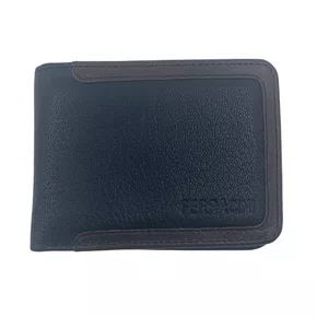 Carteira Couro Ferracini Preta com Marrom 392