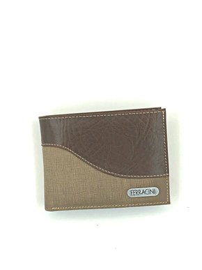 Carteira Ferracini Couro Natural Areia Petróleo 014