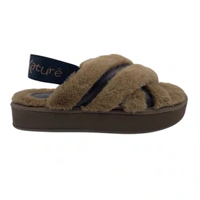 Chinelo de Quarto Katurê Feminino Flatform Pelo Marrom 449
