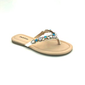 Chinelo Rasteira Menina Pink Cats Branca Pedras 1521