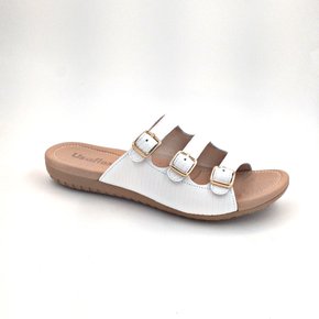 Chinelo Usaflex Couro Branco com Fivela Regulável 1859