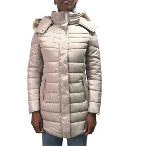 Jaqueta Alpelo com Capuz Removível Longa Bege 2103