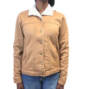 Jaqueta Erva Daninha Suede Aviador Curta Bege 715208