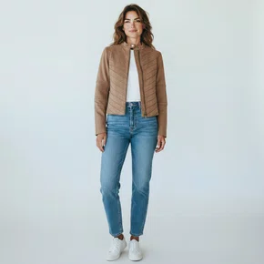 Jaqueta Feminina Suede Alpelo com Recortes Caramelo 40600029