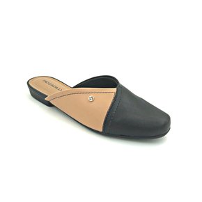 Mule Piccadilly Napa Stretch Preto/Bege Para Joanete