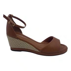 Sandália Anabela Piccadilly Salto Baixo Marrom 408244