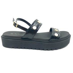 Sandália Bebecê Flat Form Verniz Preta 2218492