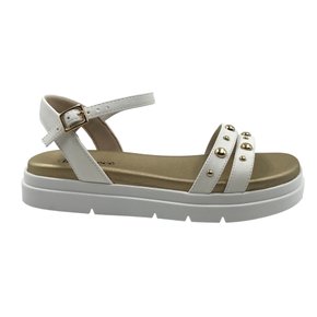 Sandália Bebecê Papete Flat Form com Spikes Branca 2220125