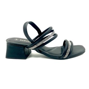 Sandália Bebecê Salto Bloco com Strass Preta 5267378