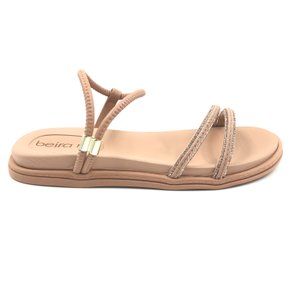 Sandália Beira Rio Papete Calce Fácil com Brilho Bege 8488113