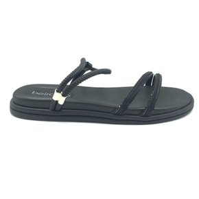 Sandália Beira Rio Papete Calce Fácil com Brilho Preta 8488113